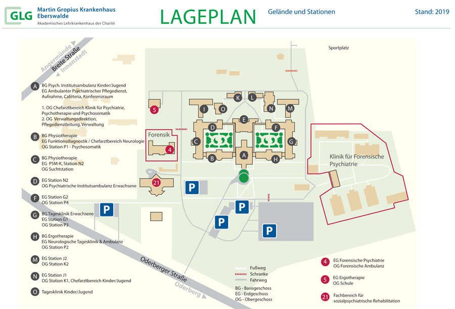 Lageplan GLG Martin Gropius Krankenhaus Eberswalde