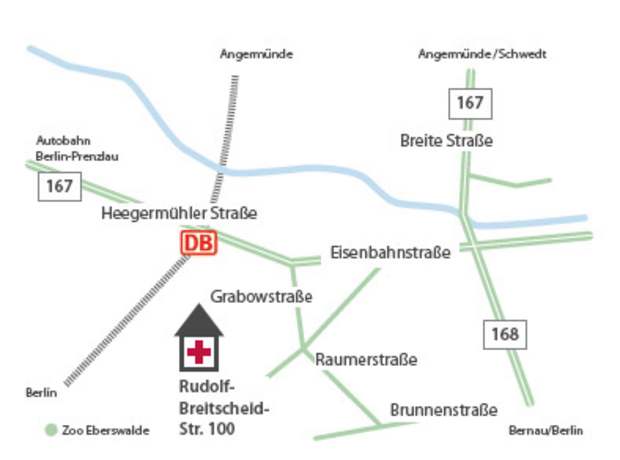 Anfahrt zum GLG Werner Forßmann Krankenhaus Grafik: Anfahrtskizze zum GLG Werner Forßmann Krankenhauses