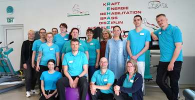 Foto: Gruppenbild des Teams der GLG Ambulante Rehabilitation Eberswalde